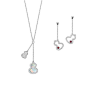 Qeelin ‧ Petite  Wulu Necklace in 18K White Gold with Diamonds and Mother-of-Pearl  Wulu Earrings in 18K White Gold with Diamonds and Rubies: 