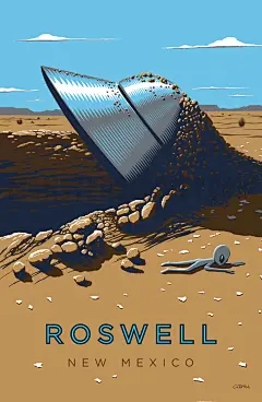 Roswell, New Mexico UFO crash travel poster 11x17