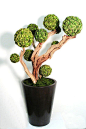 Sculpted Ghostwood w/ Green Wood Flower Spheres 54"H x 30"W x 24"D  (Lobby Small Option): 