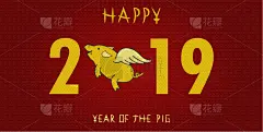 猪年,2019,新年,红色,贺卡,春节,法国,新年前夕,图像,猪