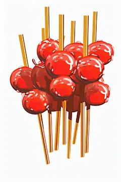 甜食美味水果冰糖葫芦插画