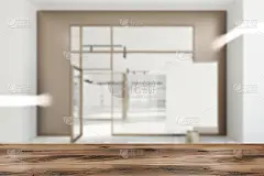 白墙海报画廊，玻璃门模糊_5158545797