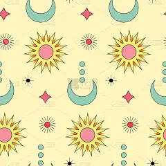 日月星辰无缝拼接的图案。