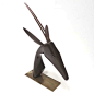 Art Deco Bronze and Wood Gazelle Sculpture by Karl Hagenauer image 4