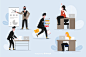 Illustration of people working at the office Free Vector