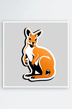 欢乐袋鼠卡通插画装饰贴纸图案-众图网