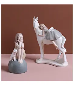 可爱小女孩摆件创意卧室少女心天使马艺术品摆设结婚送女生日礼物-tmall.com天猫
