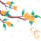 中秋节通用细描边兔子月饼桂花组合贴纸元素素材