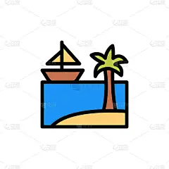 岩石，海洋，岛屿图标。简单的颜色与轮廓矢量元素保存海洋图标用户界面和用户体验，网站或移动应用程序