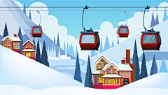 滑雪场上的缆车场景矢量插画素材