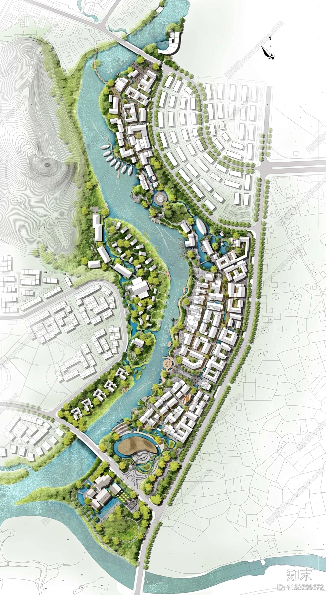 psd免抠滨水古镇建筑公园景观彩色总平面贴图下载【ID:1139798672】-花瓣网