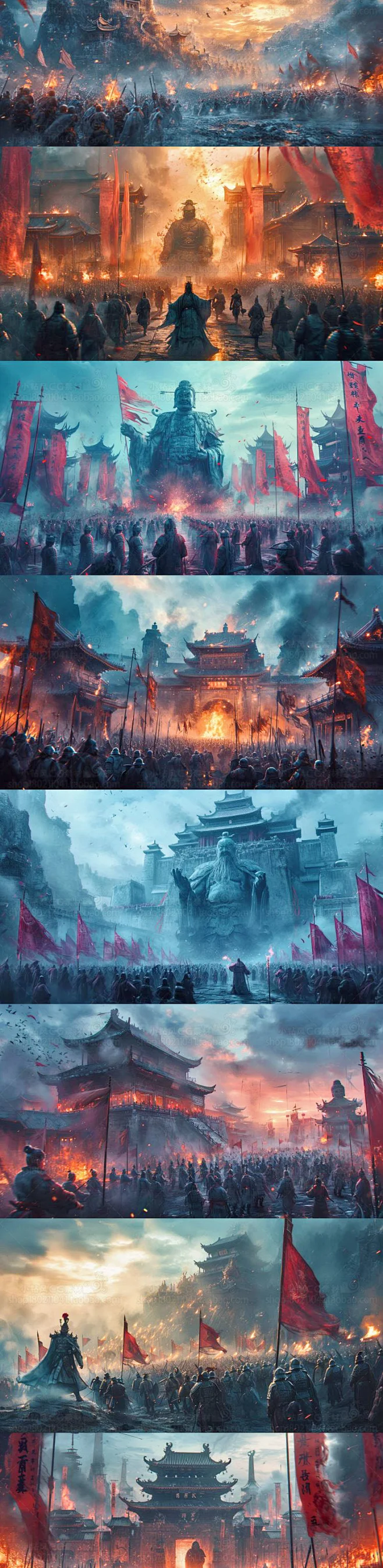 AI战争场景设定图 影视游戏战斗场景概念设计 背景插画临摹素材-花瓣网