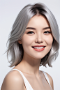 01217-3754769689-beauty, 1girl,front,realistic,Silver hair,short haiir,white background,Smiling,