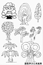 儿童画 简笔画 手绘 线稿 花草树木