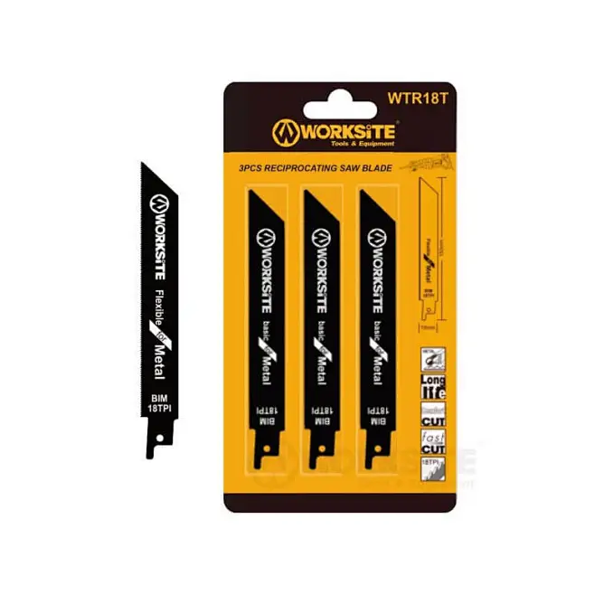 Worksite Reciprocating Saw Blade For Metal 3pcs WTR18 Quincaillerie 