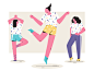 Activities girl sport yoga dance character design illustration