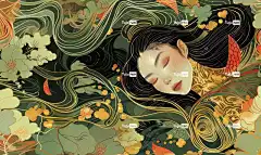 背景 图案 美丽 花卉背景 女性 卡通片 设计 装饰 抽象