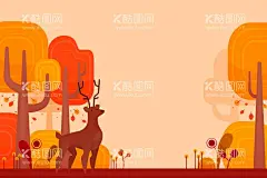 矢量秋天背景  - 源文件下载【酷图网】矢量秋天背景,秋天风景壁纸,秋天壁纸,大自然,清新,植物,景色,自然季节,四季,插图,手绘,风景地形,