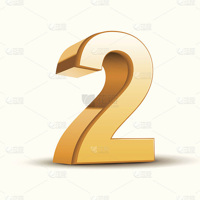 3d闪亮的金色数字2