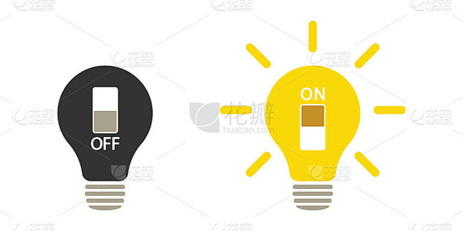 灯开着又关着。矢量插图。平面设计。