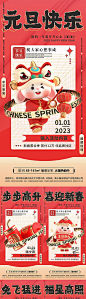 【素材能量站】海报 中国传统节日 房地产 元旦 除夕 初一至初八 年俗 兔年 2023 弥散 爆竹 兔子 中式 系列|981211 