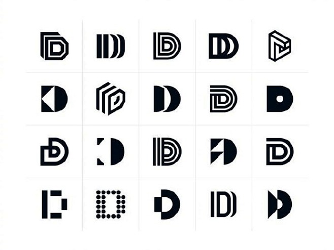 字母“D”的Logo设计，各种表现方式。...