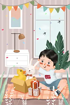 卡通六一儿童节可爱童年怀旧手绘插画促销活动PSD分层素材模板