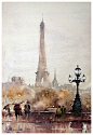 Dusan Djukaric Autumn in Paris, 38x56 cm: 