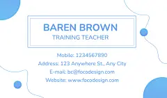Training Teacher Personal Contact Information Business Card