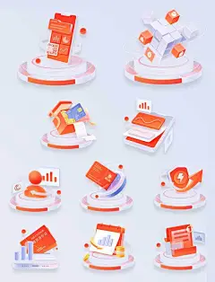 立体微软风科技金融轻量办公商务图标