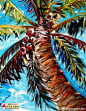 具有浓郁色彩氛围的椰子树。#全球少儿美术精选# ​​​​