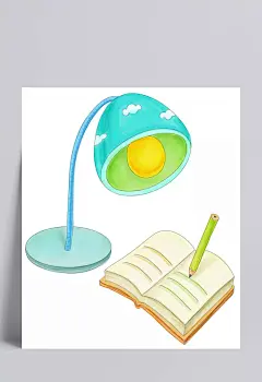 书本和台灯物品插画|PSD,PSD分层素材,PSD素材,插画,插图,绘画,金融,卡通,科技图片,漫画,商业,设计,手绘,水彩,图片,物品,现代科技,矢量素材