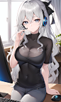 Anime 1536x2560 anime anime girls AI art vertical big boobs headphones Bronya Zaychik