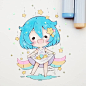 Simple chibi: lluvia de estrellas. Extraño la lluvia. Definitivamente  me iré a vivir al sur, ese siempre debió ser mi hábitat natural ☔☁