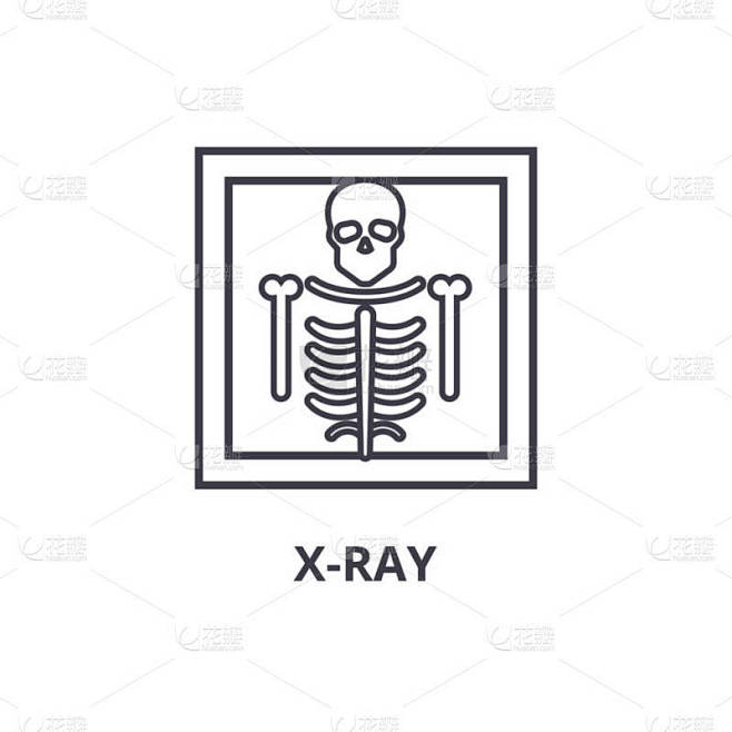x 射线细线图标, 符号, 符号, 插画, 线性概念, 矢量