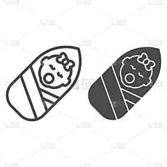 婴儿,符号,女婴,计算机图标,线条,可爱的,小的,头发,品牌名称,儿童