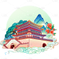 春节国庆中国风建筑-安钟鼓楼