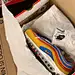 骨折价500+买到了Nike Air Max97 子弹头 : 原价1199的子弹头的air max97只要一半！！ 遇见打折活动的我就像来进货 复古的黄蓝撞色我一眼就看上了 问了店员之后才知道是男码… 有一点当时灯芯绒的味道！dddd！当平替没问题 和基