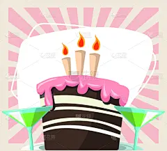饮料,可爱的,蛋糕,幸福,鸡尾酒,生日,周年纪念,请柬,事件,贺卡