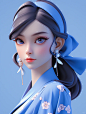 Midjourney｜蓝色-3D头像篇