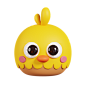 Baby Chick Face 3D Illustration