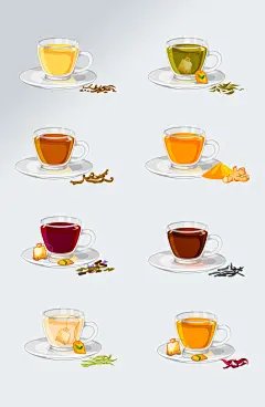 手绘茶饮下午茶插画元素