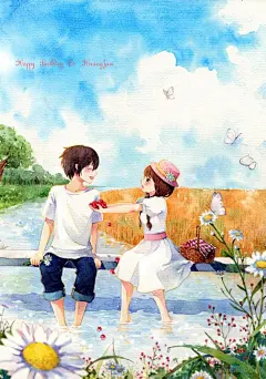 漂亮的唯美情侣插画图片分享 二 - 插画图片_插画师_插画壁纸_场景插画_yidodo.net - 意兜兜