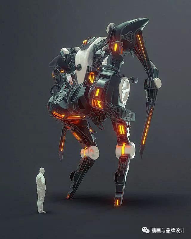 插画丨未来科技感大场面插画，整个画面都充...