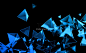 Abstract 3D Rendering of Flying Polygonal Shapes