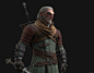 GERALT OF RIVIA - The Witcher III Wild Hunt - Stylized, Julen Urrutia : An stylized version of Geralt of Rivia from the Witcher series. 
This in particular is my take on Witcher III's Geralt, but instead of making him wear the official armor I thought fan