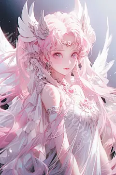 优美插画神域天使翅膀小小兔美少女同人图 - 小红书