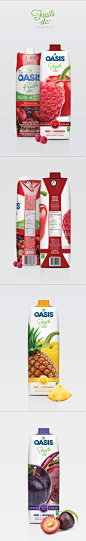 Oasis Juice Package Redesign : This Oasis fruit etc. package redesign was intended to attract a defined target market, health-conscious parents and teenagers. The fresh, clean look and easy-to-read text design easily distinguishes the product from its com