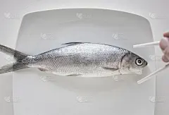 盘子里的整条生鱼片即将被吃掉