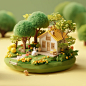 Midjourney/AI花园小屋微缩场景 - 小红书